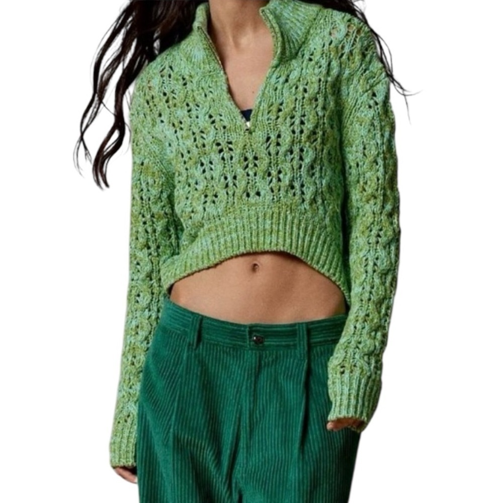 BDG Killian Quarter-Zip Pointelle Sweater